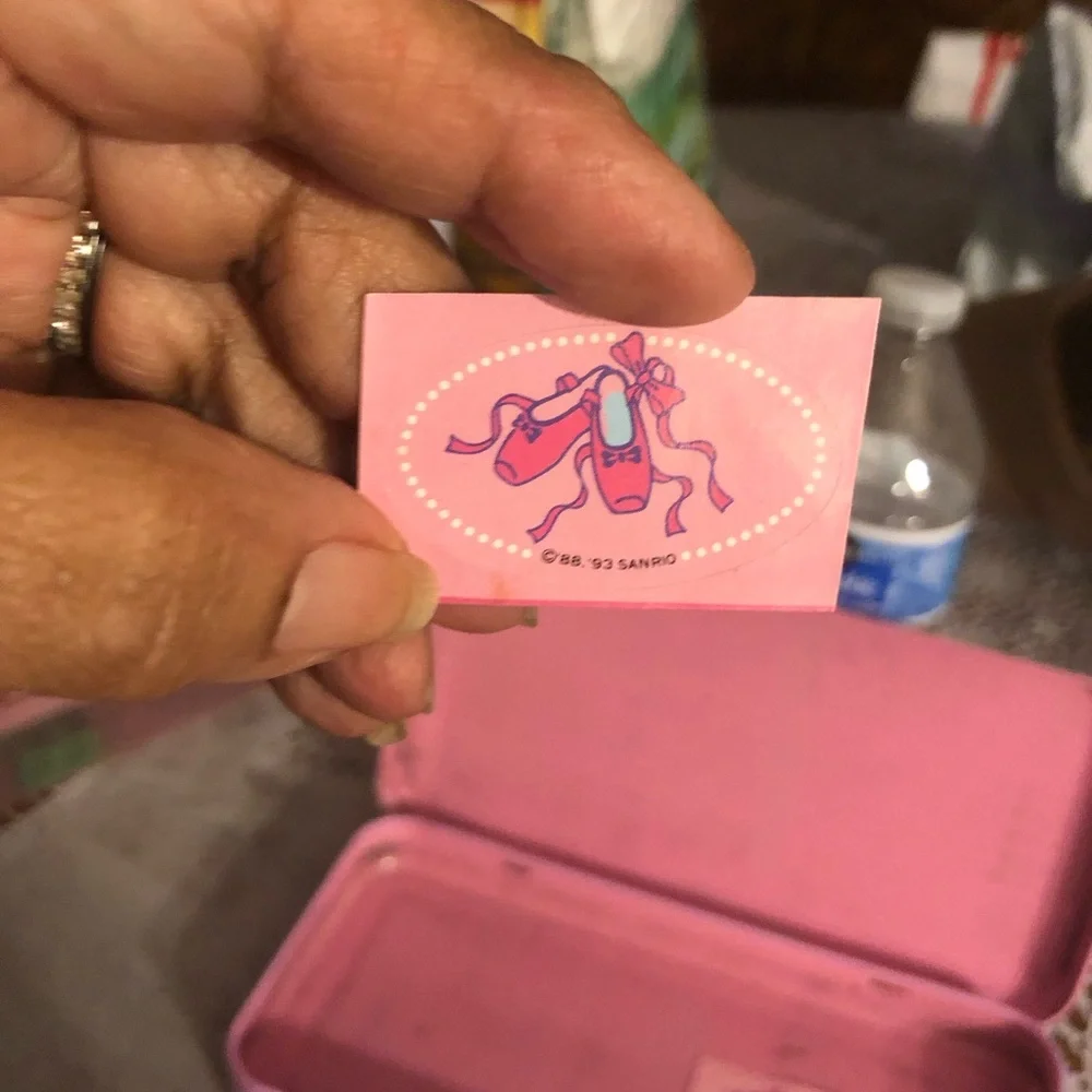 Vintage Sanrio Pink Ballet Slippers Metal Pencil Case Box